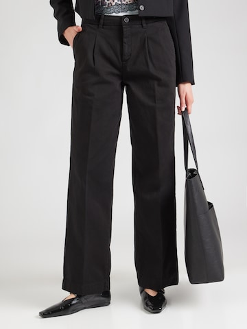 GUESS JEANS Wide leg Pleat-front trousers in Black: front