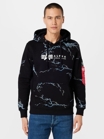 ALPHA INDUSTRIES Tréning póló - fekete: elől