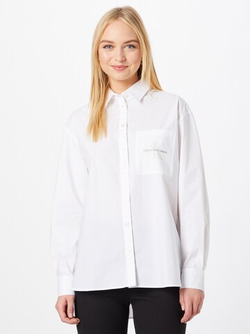 Calvin Klein Jeans Блуза в бяло: отпред