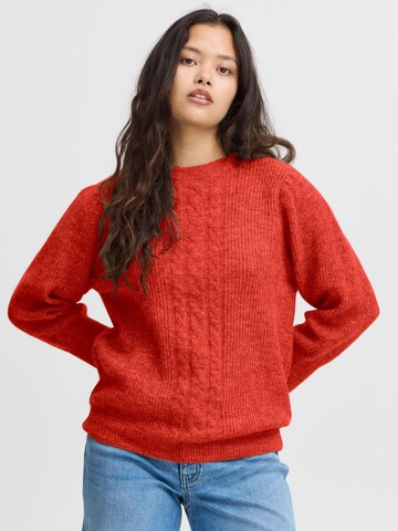 ICHI Trui ' KAMARA MS3 ' in Rood: voorkant