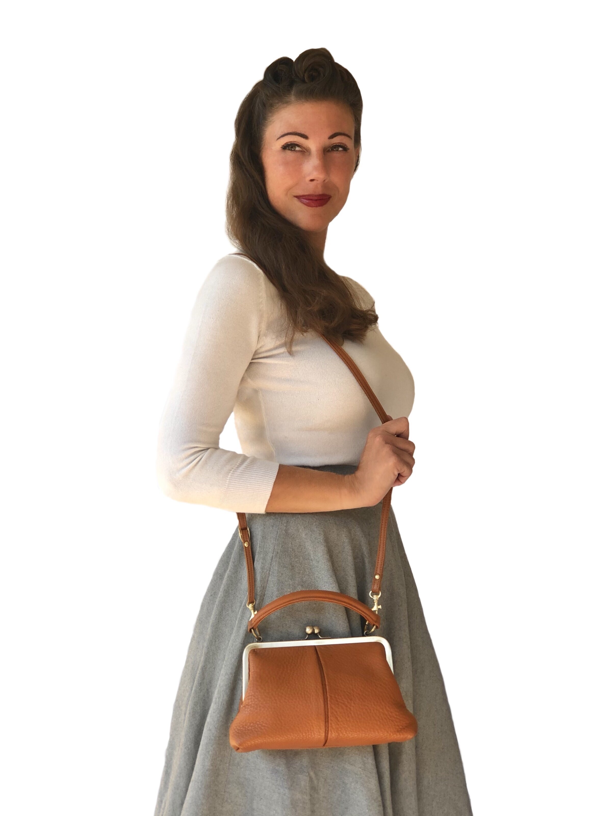 Taschenkinder Handbag 'Kleine Olive – Leder Handtasche & Umhängetasche' in Brown