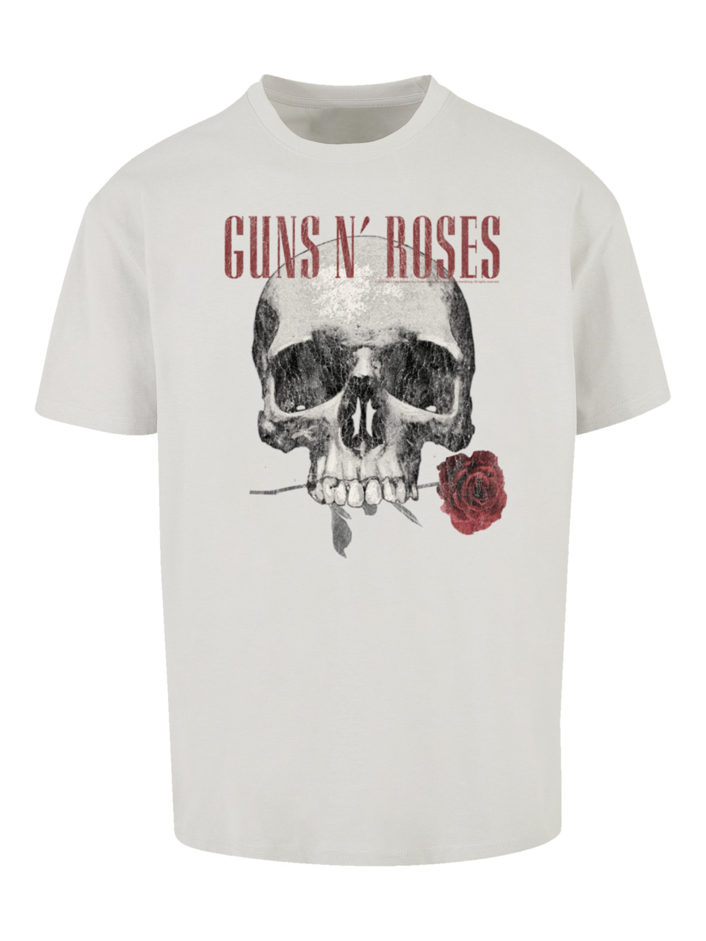 F4NT4STIC Shirt 'Guns 'n' Roses Flower Skull Rock Musik Band' in Grijs: voorkant