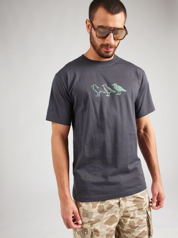 Cleptomanicx T-Shirt 'Scribble Gull' in Grau: Vorderseite