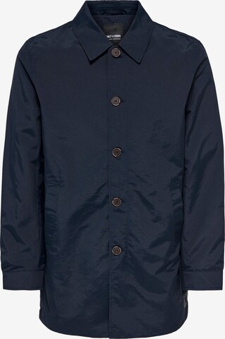 Only & Sons Between-Seasons Coat 'Gerry' in Blue: front