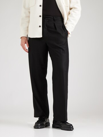 Calvin Klein Loosefit Παντελόνι πλισέ σε μαύρο: μπροστά