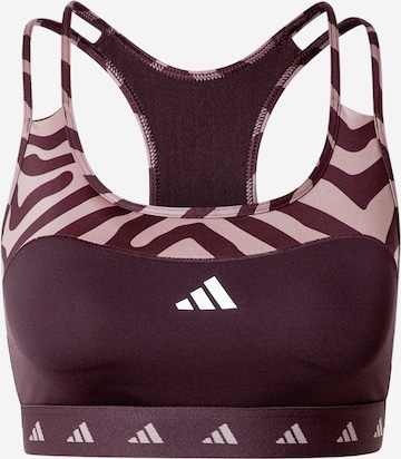 ADIDAS PERFORMANCE Bralette Sports Bra 'Hyperglam Techfit Medium-Support Zebra' in Red: front