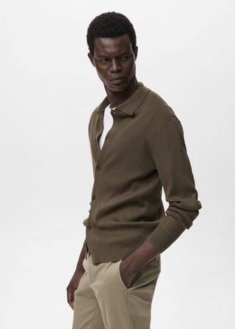 MANGO MAN Knit Cardigan 'London' in Green