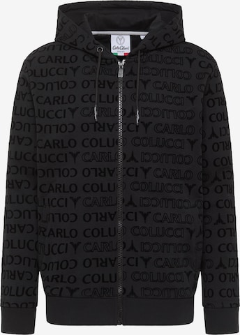 Carlo Colucci Sweatjacke in Schwarz: Vorderseite