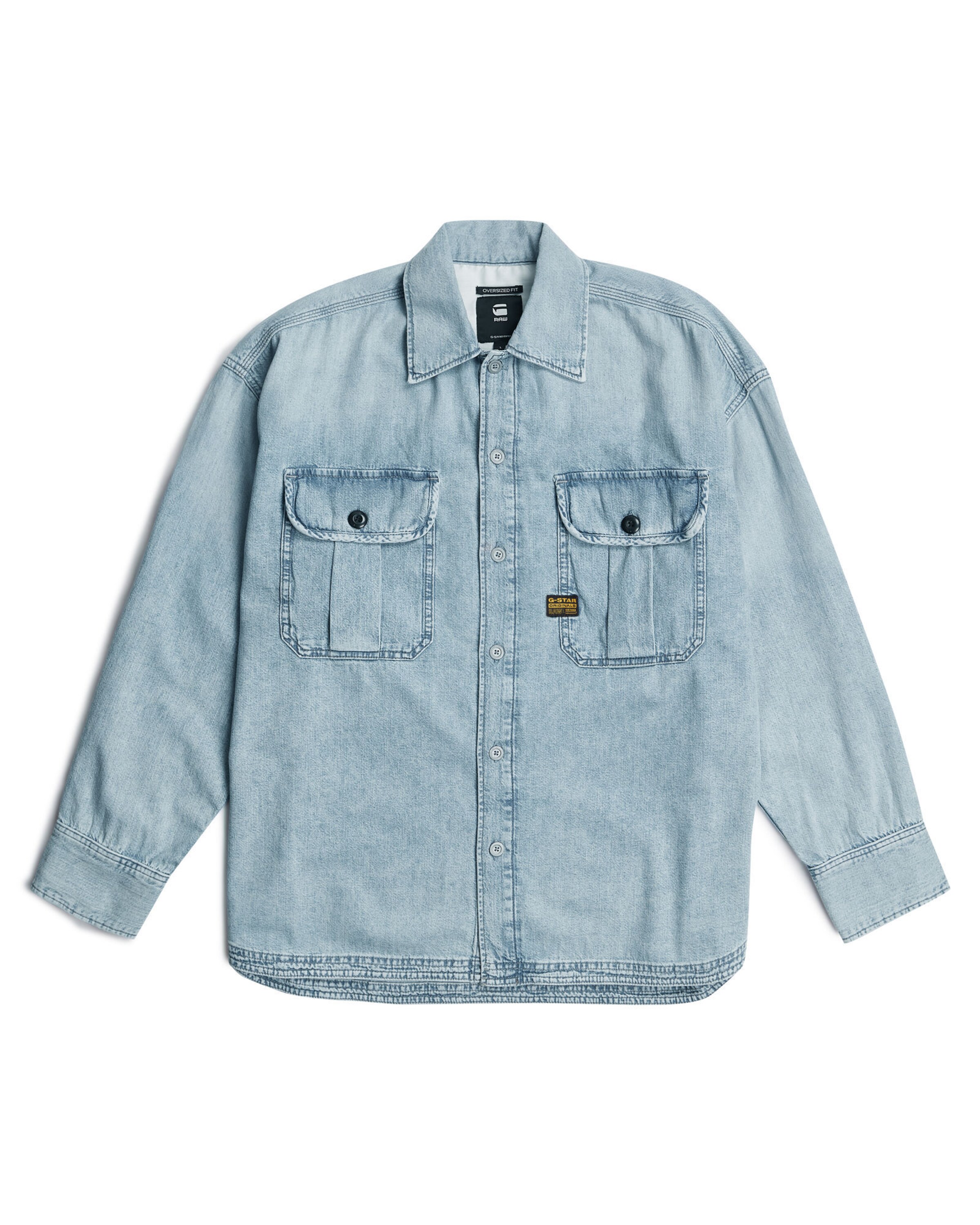 G-STAR Comfort fit Overhemd 'Pleated' in Blauw: voorkant