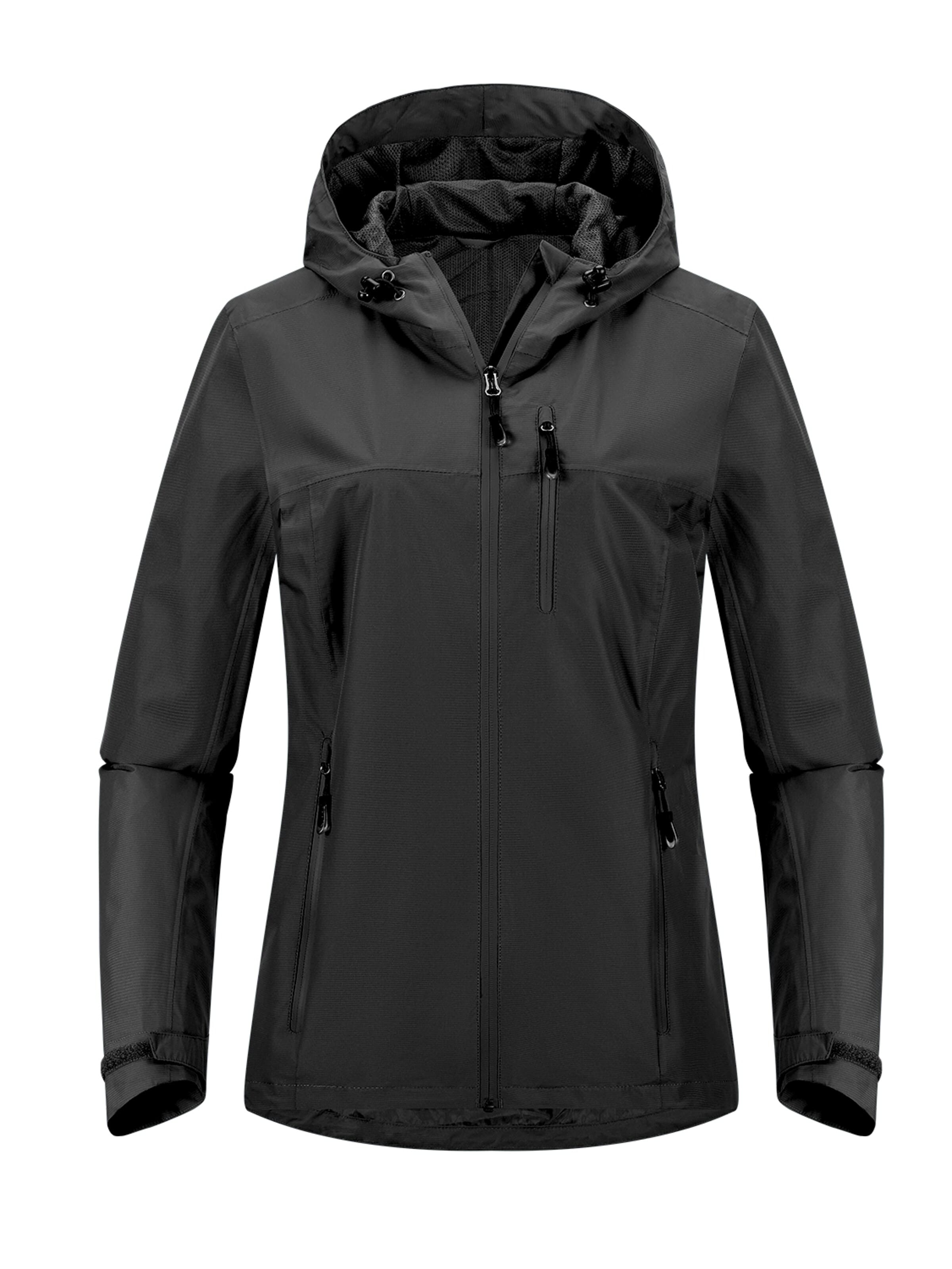 33,000ft Raincoat '33,000ft Womens Rain Jacket' in Black: front
