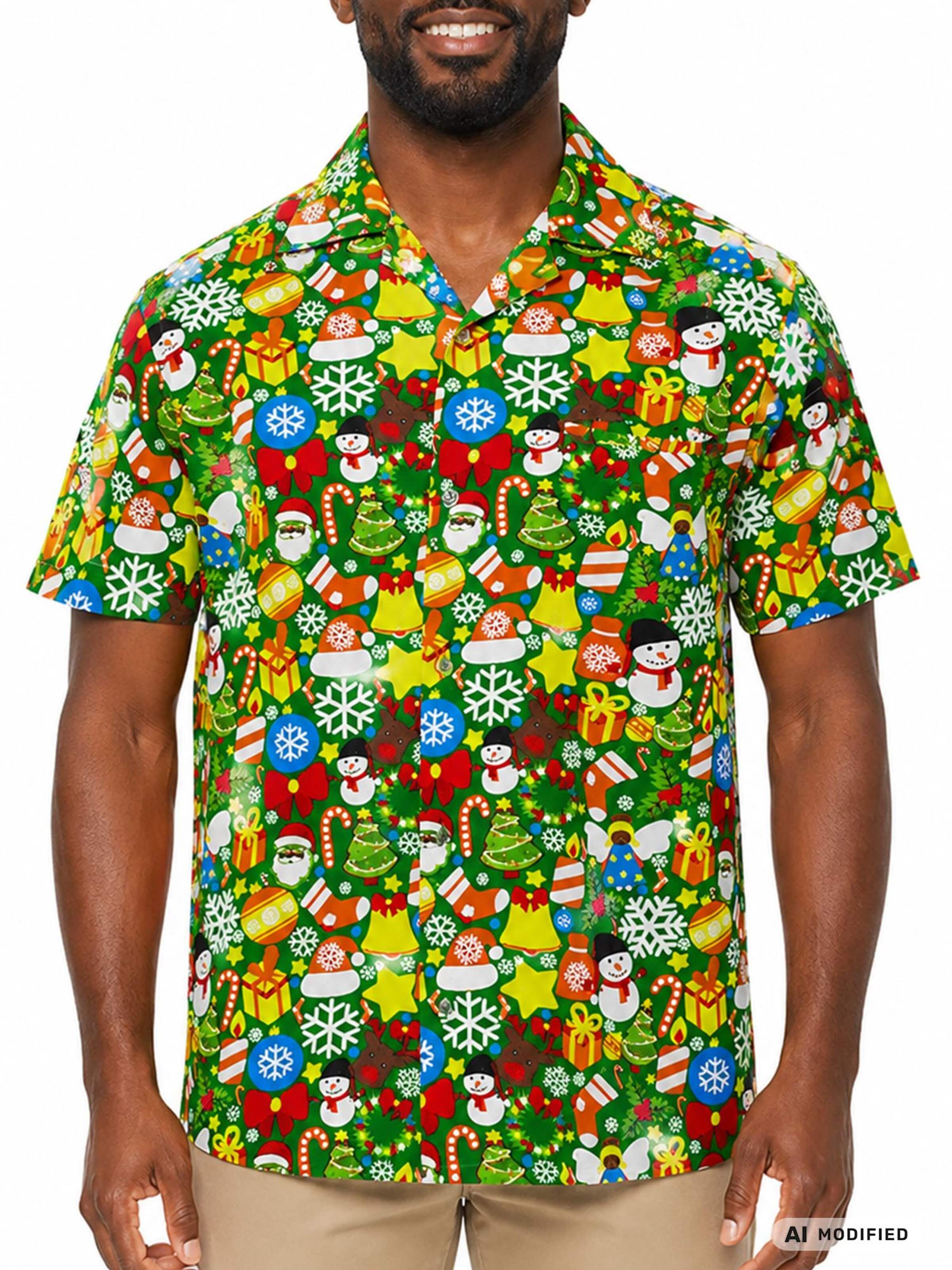 King Kameha Regular Fit Hemd 'Christmas Allover'‌‌‌‌‌‌ in Grün