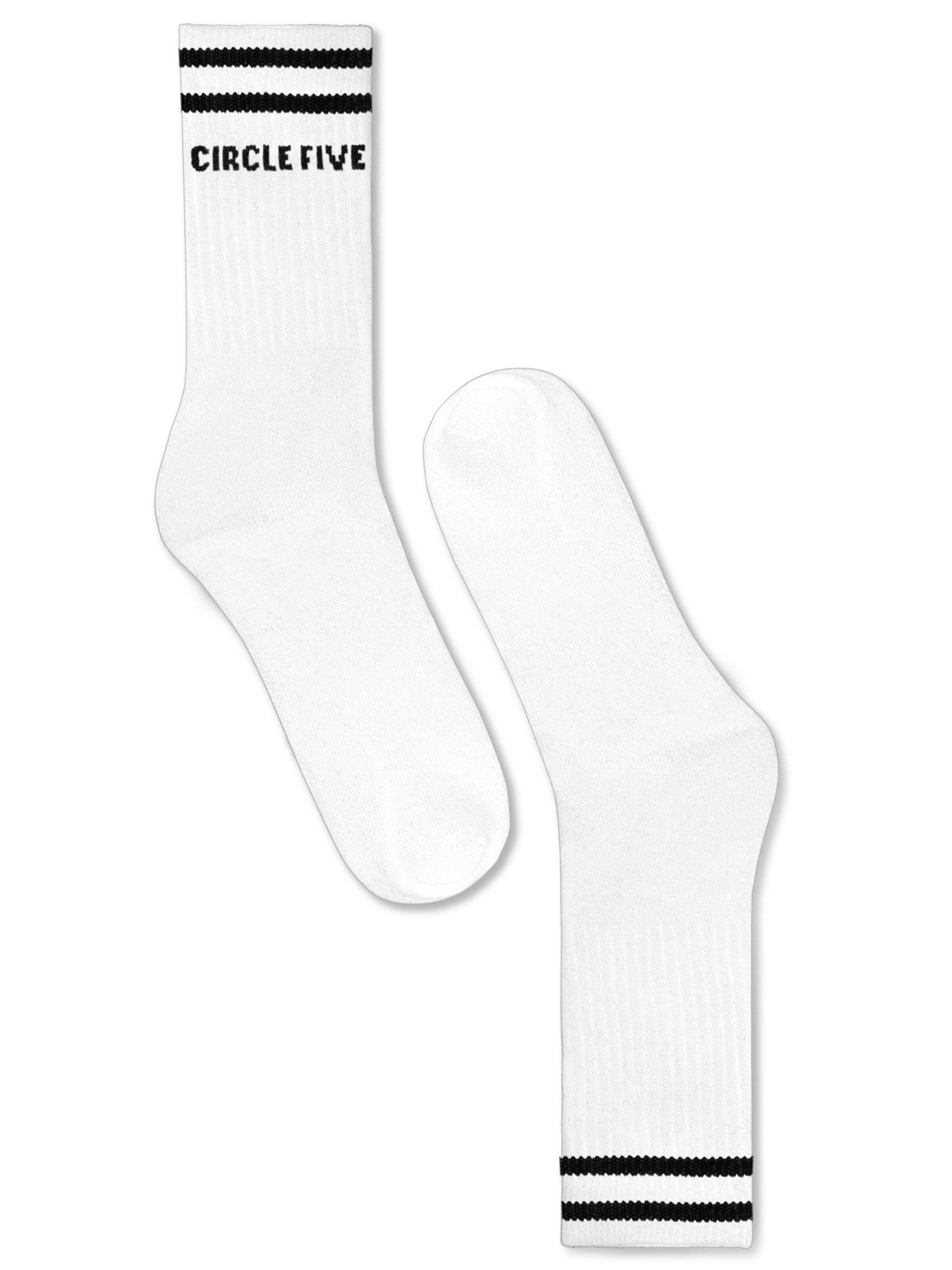Circle Five Socks in White
