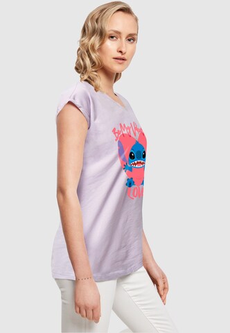 ABSOLUTE CULT T-Shirt 'Ladies Lilo And Stitch - Be My Valentines Love' in Lila