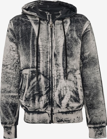 CIPO & BAXX Sweatjacke 'WL379', Tie-Dye-Muster, mit Kapuze, Streetwear, Rückenprint in Grau: Vorderseite