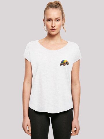 F4NT4STIC Shirt 'Rainbow Turtle' in Wit: voorkant