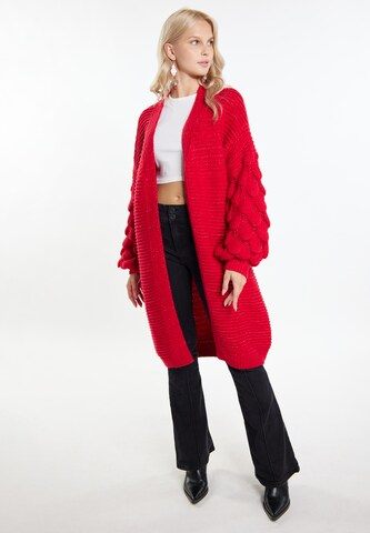 IZIA Knit Cardigan 'Gaya' in Red: front