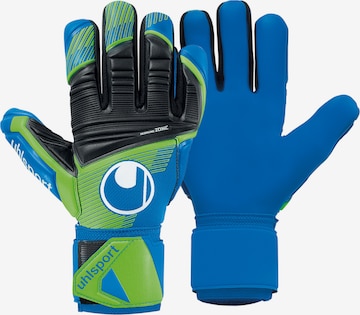 UHLSPORT Athletic Gloves in Blue: front