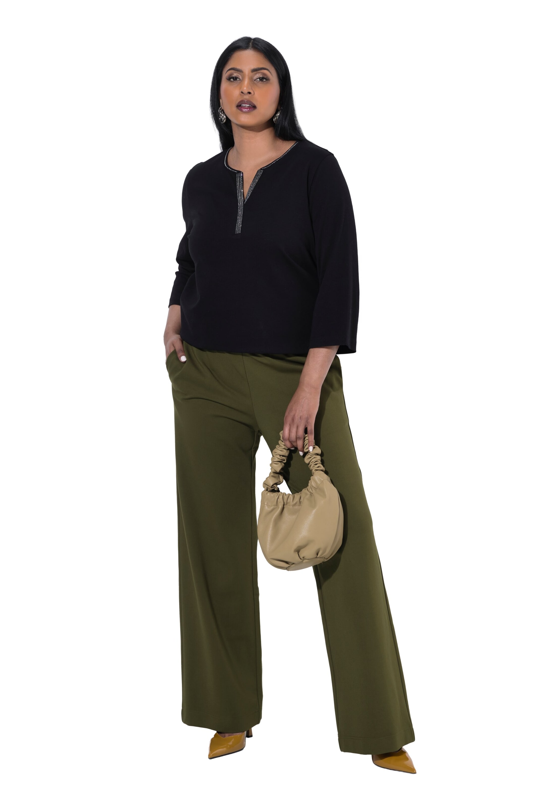 Ulla Popken Wide Leg Hose in Grün
