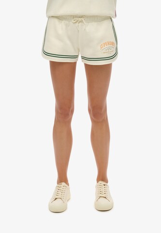 Superdry Regular Trousers in White: front