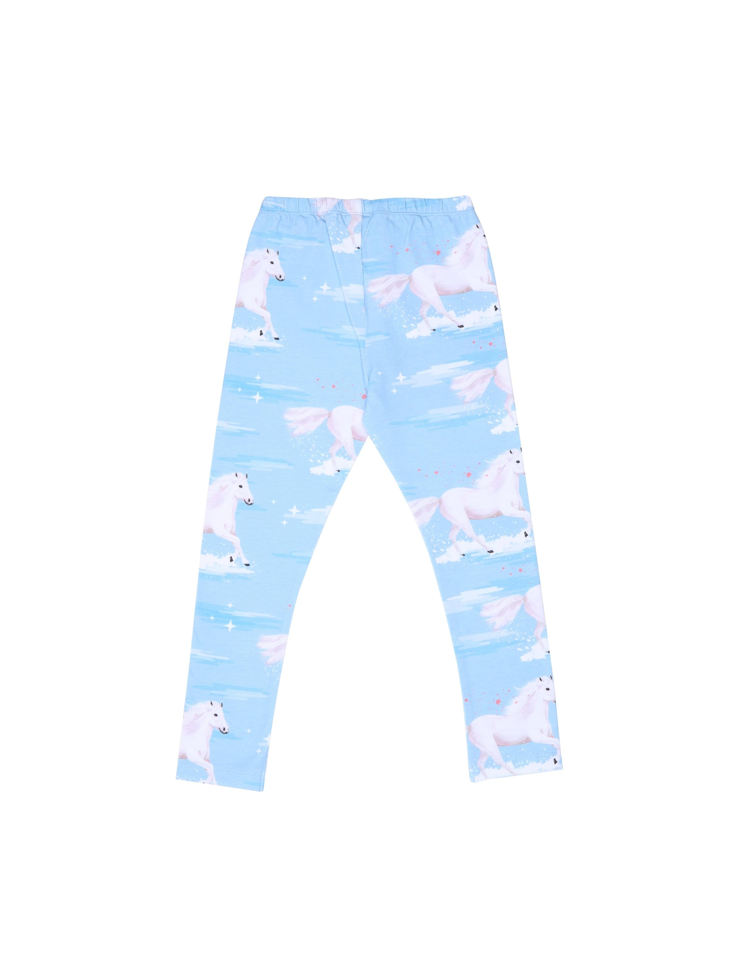 Walkiddy Skinny Leggings 'White Horses'‌‌‌‌ in Blau: Vorderseite