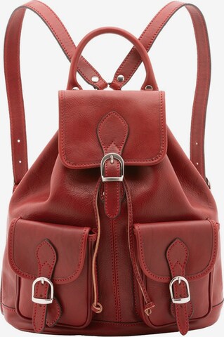 Zaino 'Zaino in vera pelle con bottone magnetico e coulisse - Made in Italy' di Alessia Firenze in rosso: frontale