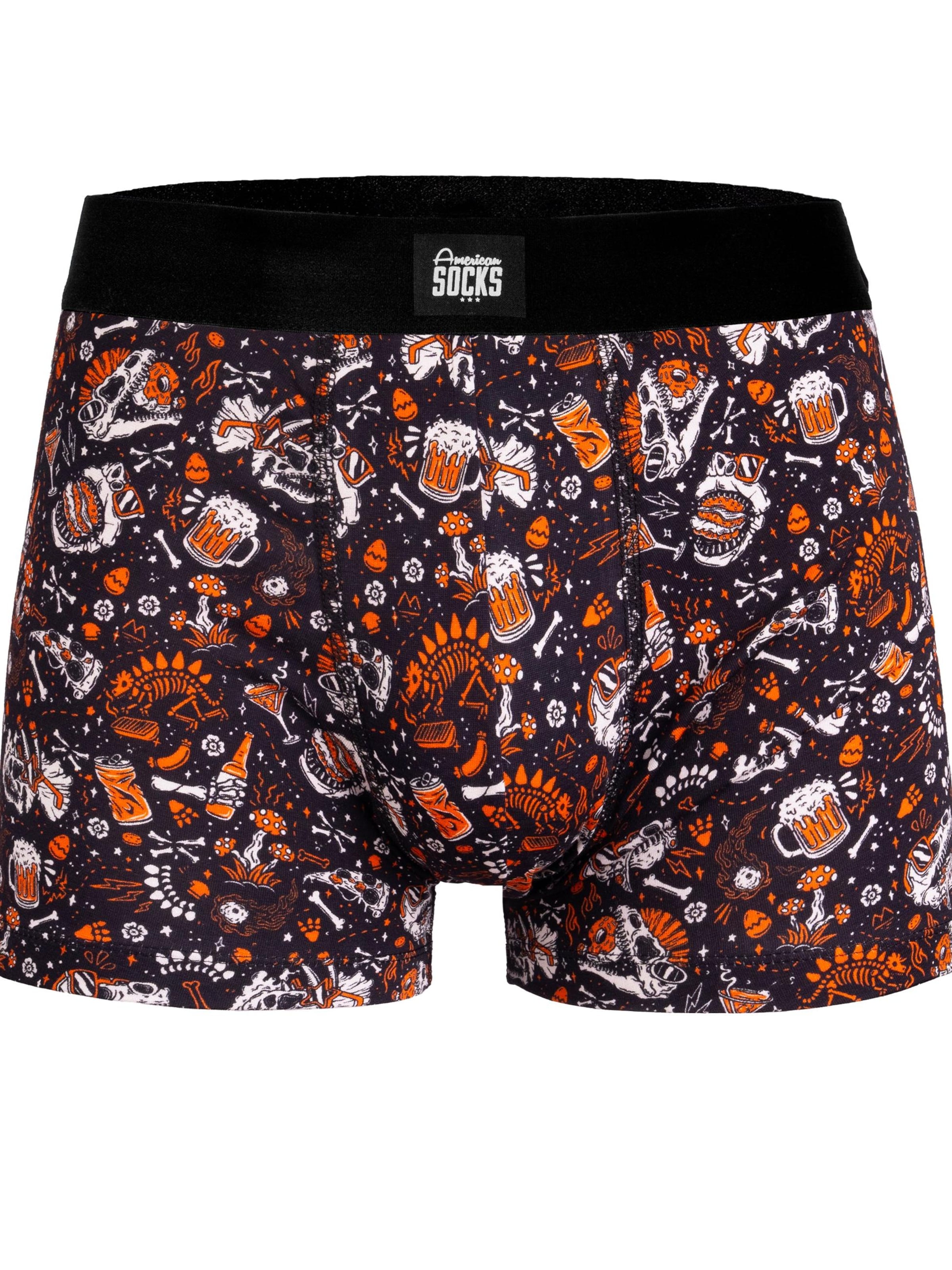 Boxer 'Slick Dinos' di American Socks in nero: frontale