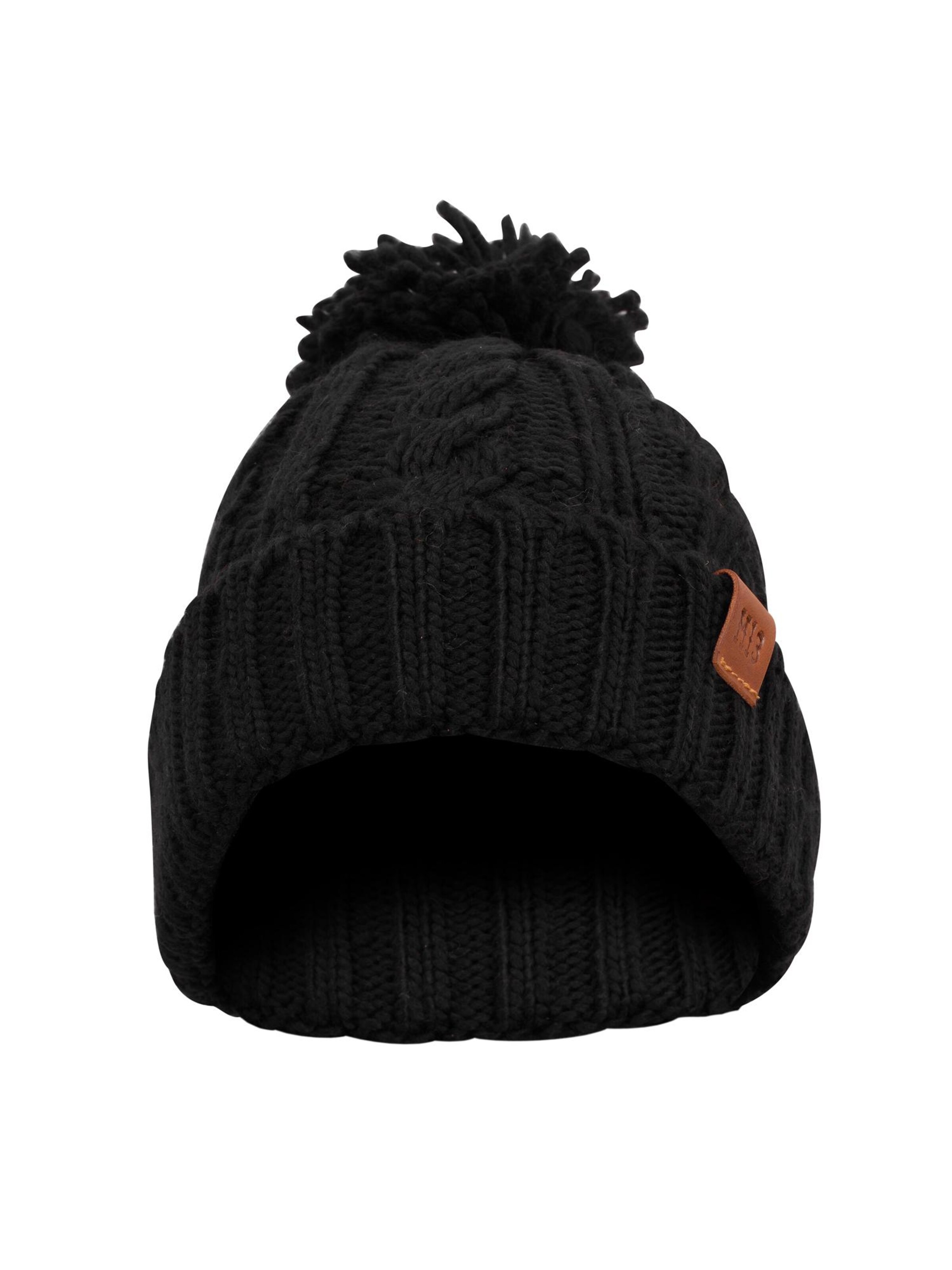 Manufaktur13 Mütze 'Rough Knit'‌‌‌‌‌‌‌‌ in Schwarz: Vorderseite