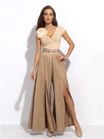 JIORO Wide leg Pants 'ESSENTIALS' in Beige