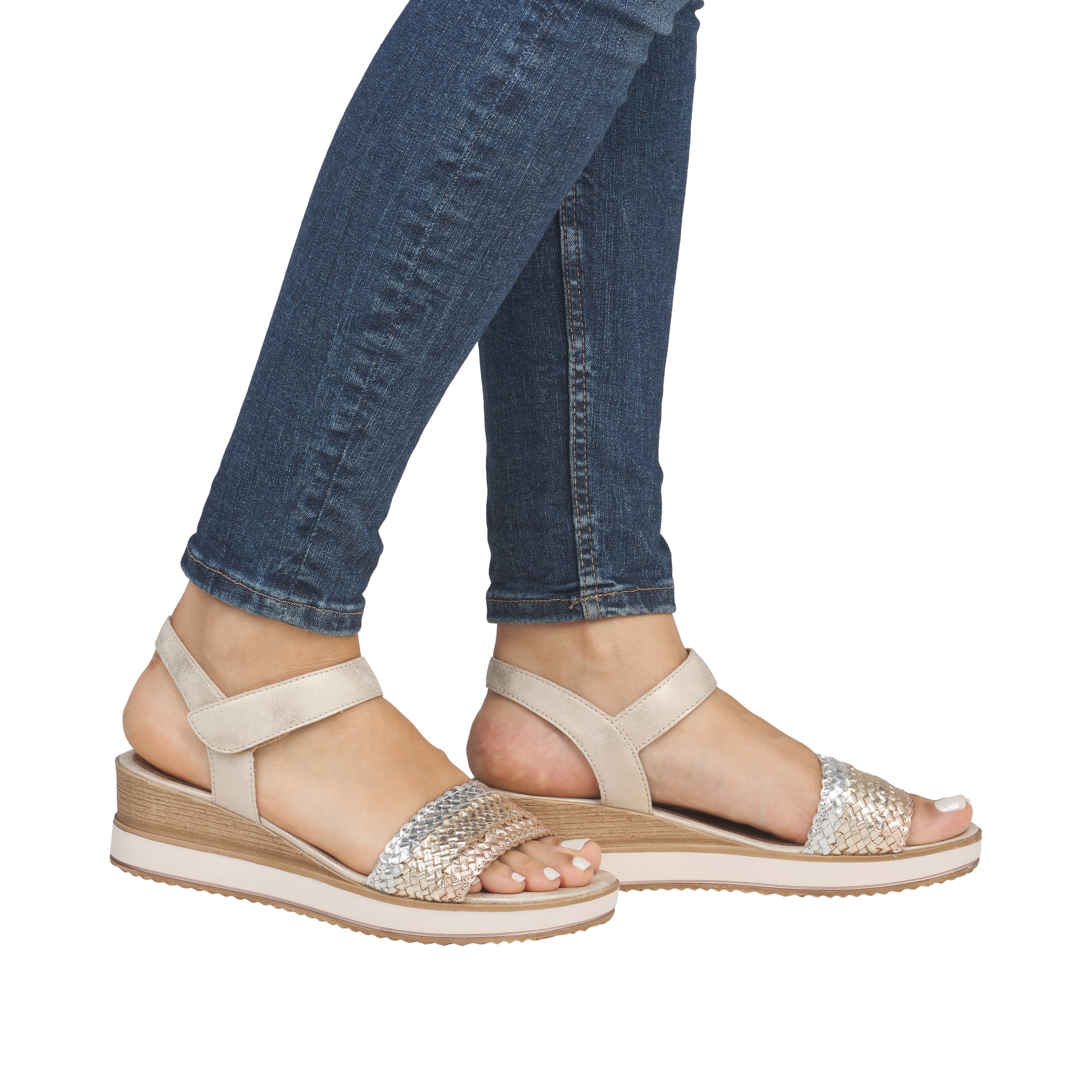 REMONTE Strap Sandals 'D6465' in Beige: front