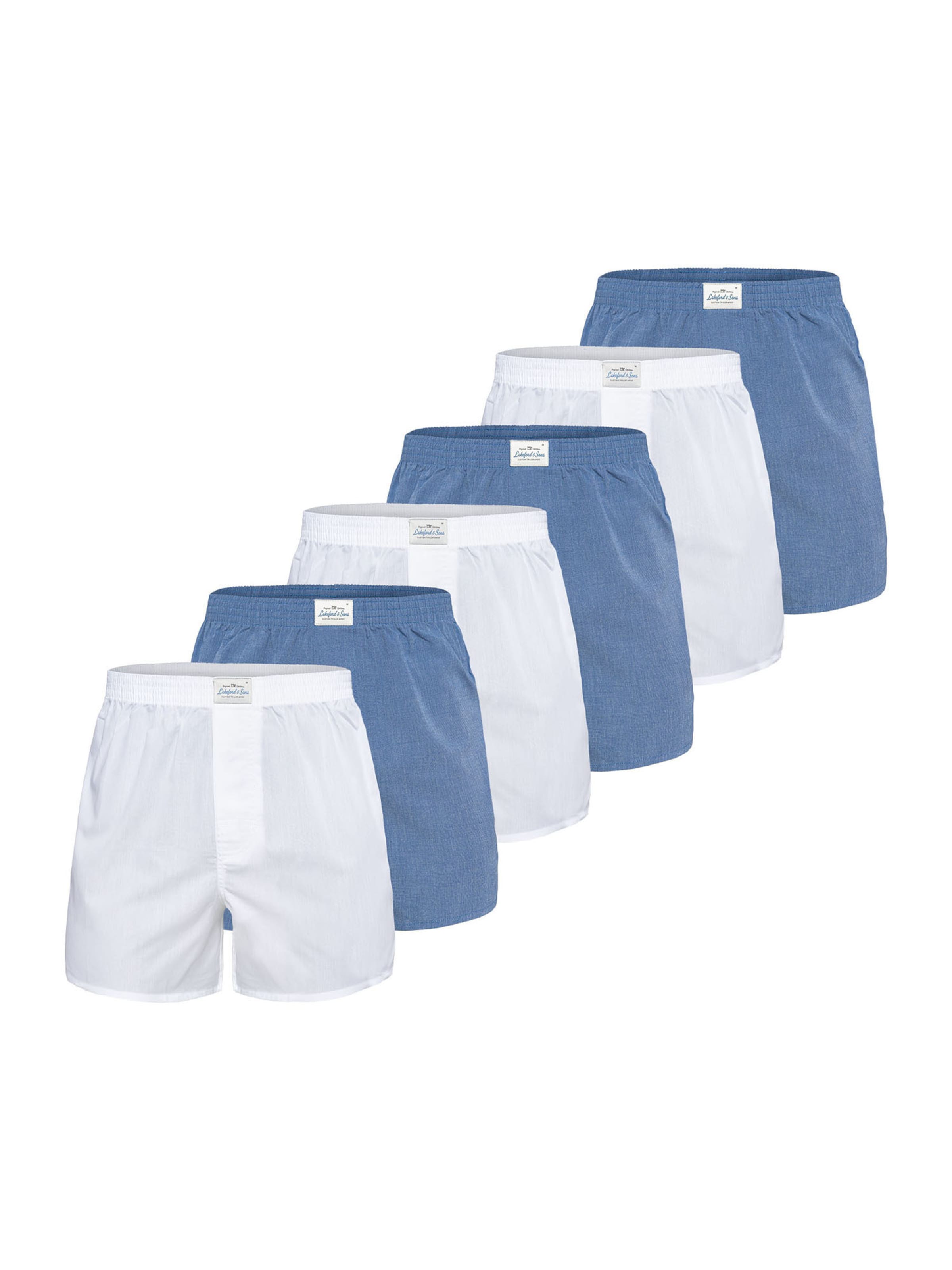 Lakeford & Sons Boxer ' American Boxershorts Herren 6-Pack in klassischen Designs ' in Blau: Vorderseite