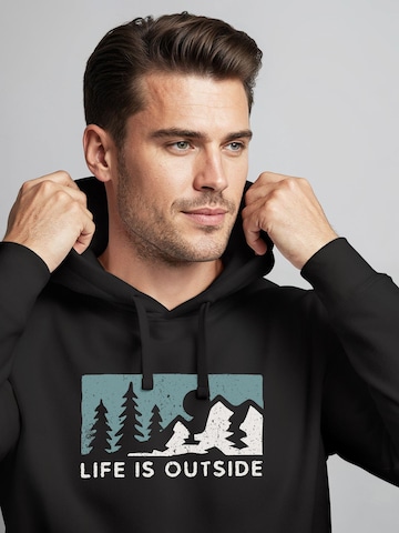 Neverless Sweatshirt 'Life is outside' in Schwarz