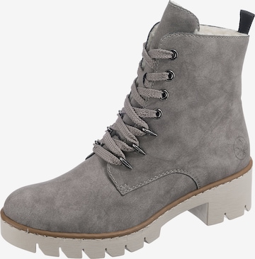 Rieker Lace-Up Ankle Boots in Grey: front