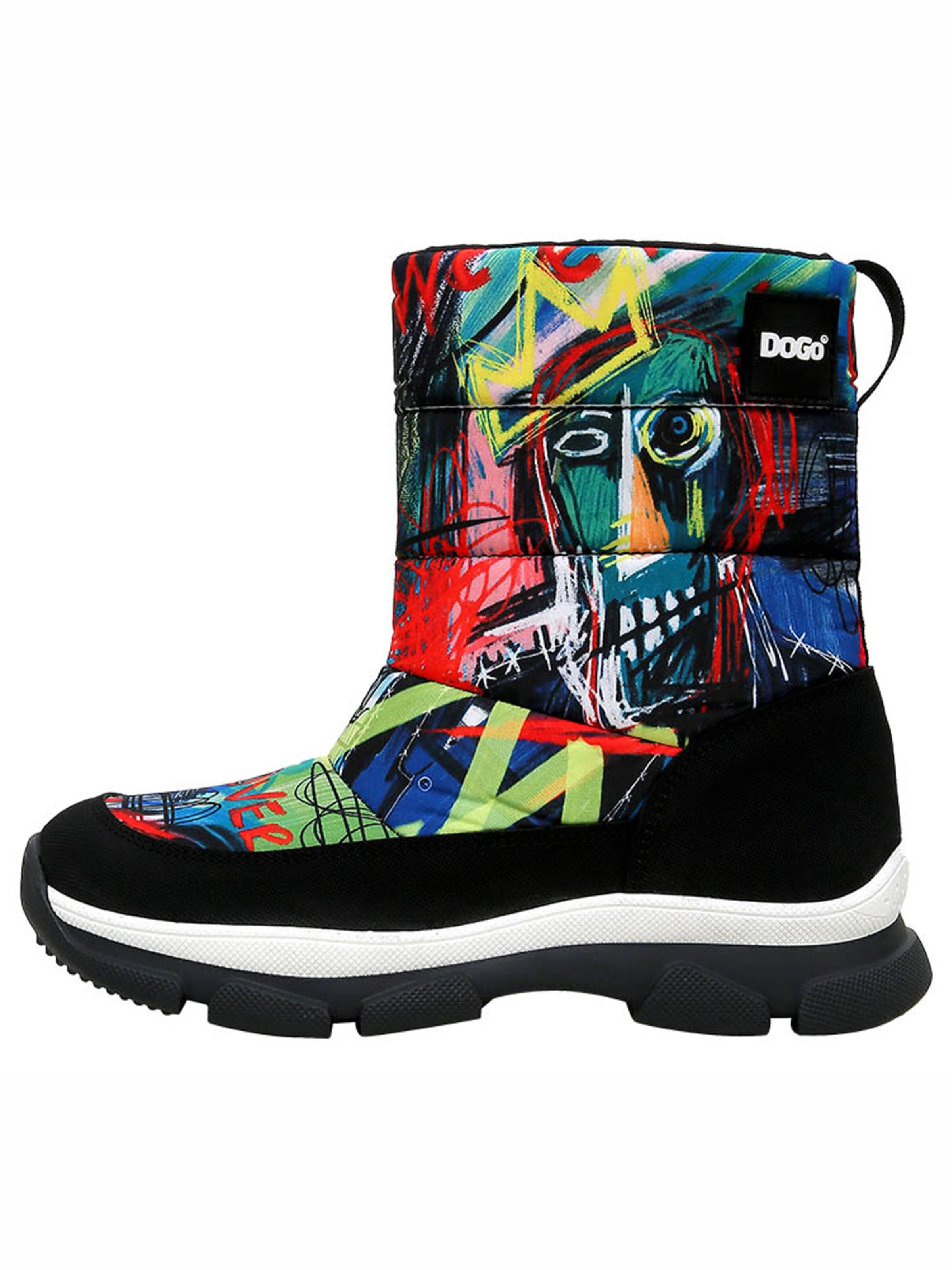 DOGO Snow Boots 'Dogo Nortia Schneestiefel / Snowboots The Weekend is Over' in Black: front