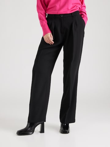 MORE & MORE Regular Pleat-Front Pants in Black: front