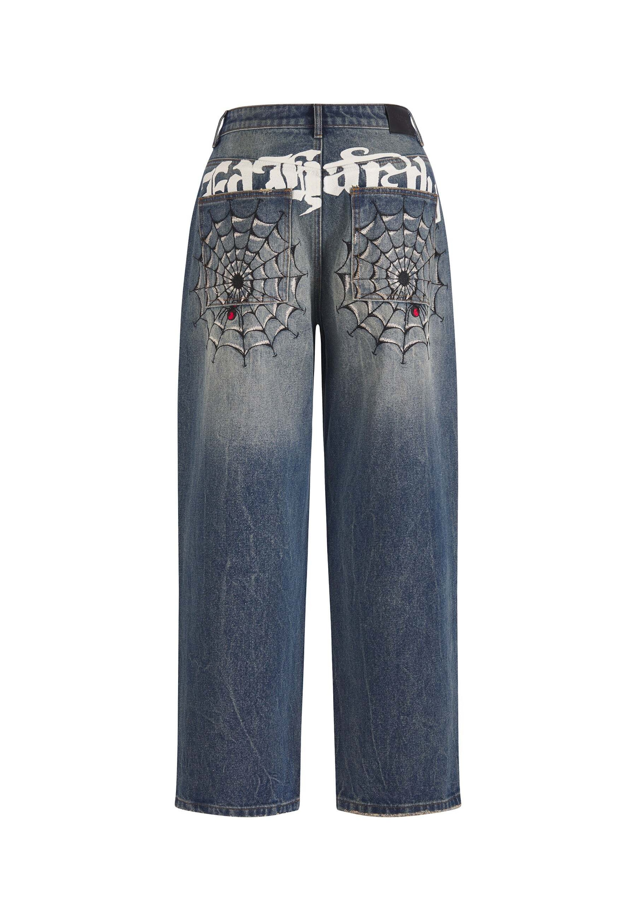 zils Ed Hardy Vaļīgs piegriezums Džinsi 'Black Widow'