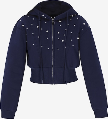 faina - Sudadera con cremallera en azul: frente