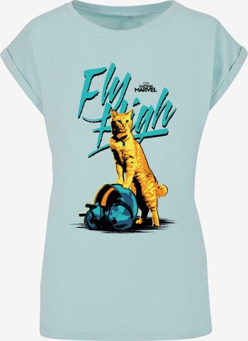 ABSOLUTE CULT Shirt 'Captain Marvel - Fly High' in Blauw: voorkant