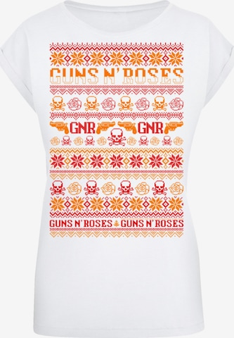 F4NT4STIC Shirt 'Guns And Roses Christmas' in Wit: voorkant