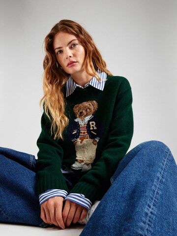 Polo Ralph Lauren Sweter 'PREP BEAR' w kolorze zielony: przód