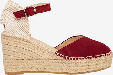 Alhamas Sandaal 'Alpargata Cuña 8 cm' in Rood: voorkant