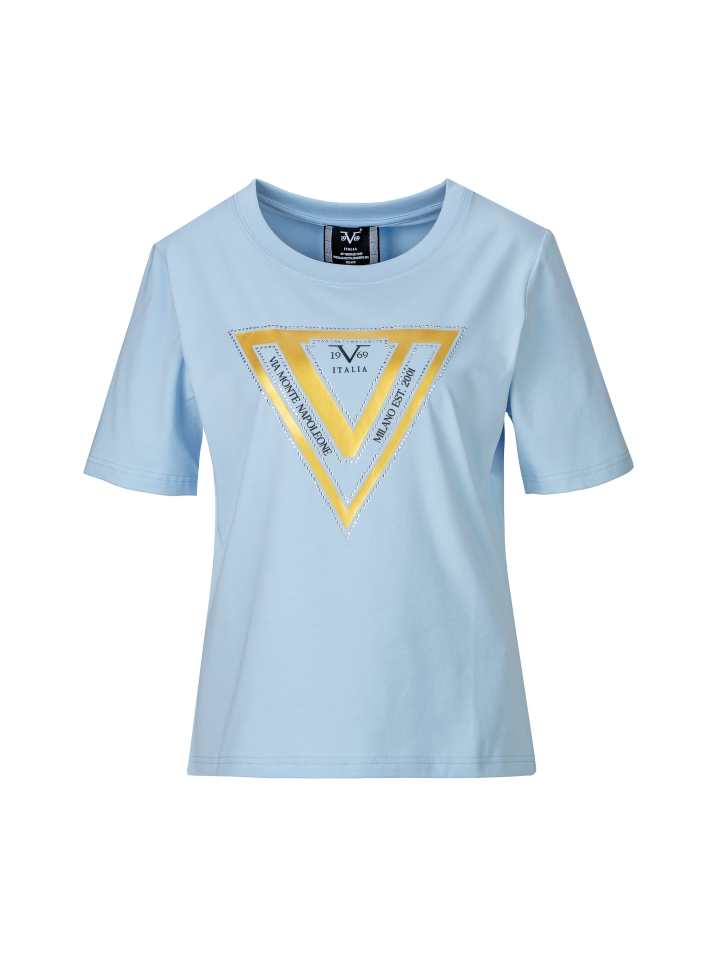 19V69 ITALIA Shirt 'Bellara' in L in de kleur Lichtblauw / Goud, Productweergave