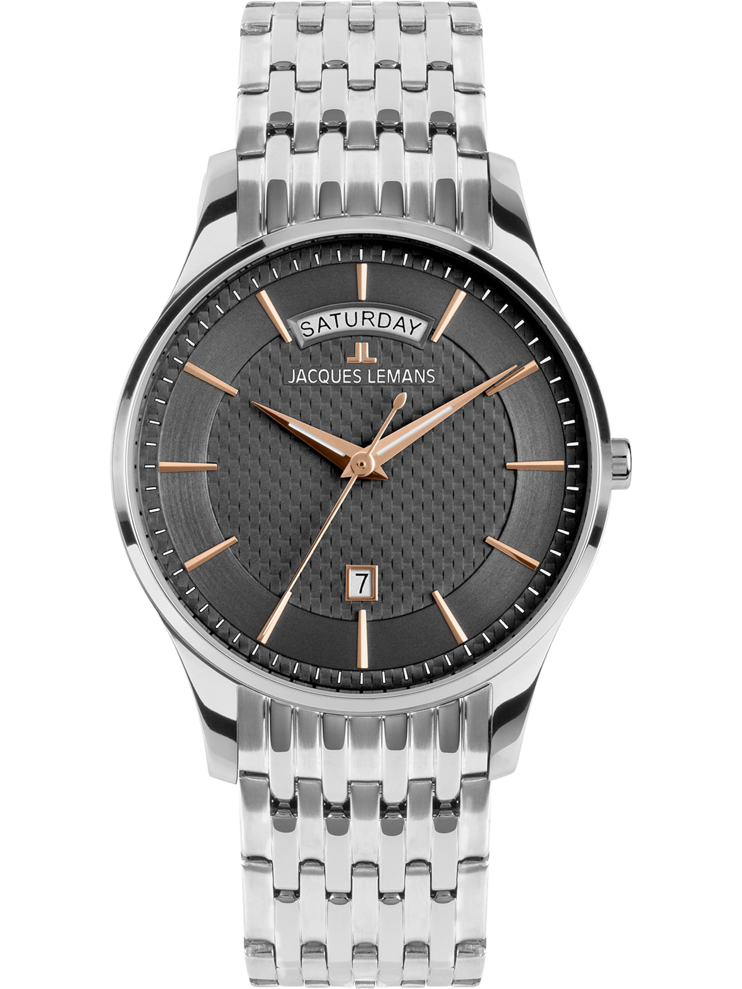 Jacques Lemans Analoguhr in Silber: Vorderseite