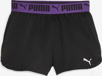 PUMA Sporta bikses, krāsa - tumši lillā / melns / balts, Preces skats