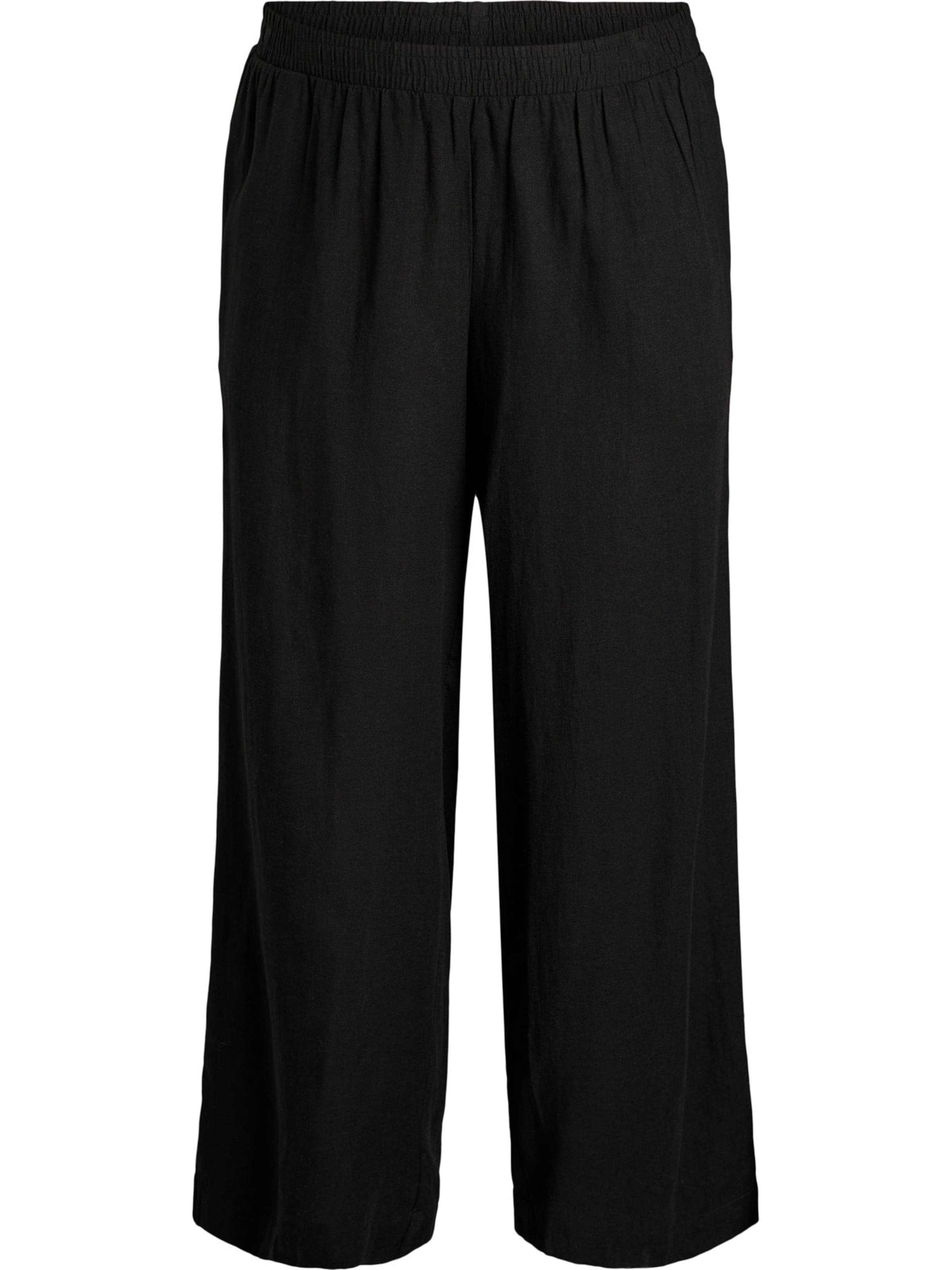 Zizzi Loosefit Broek in Zwart: voorkant