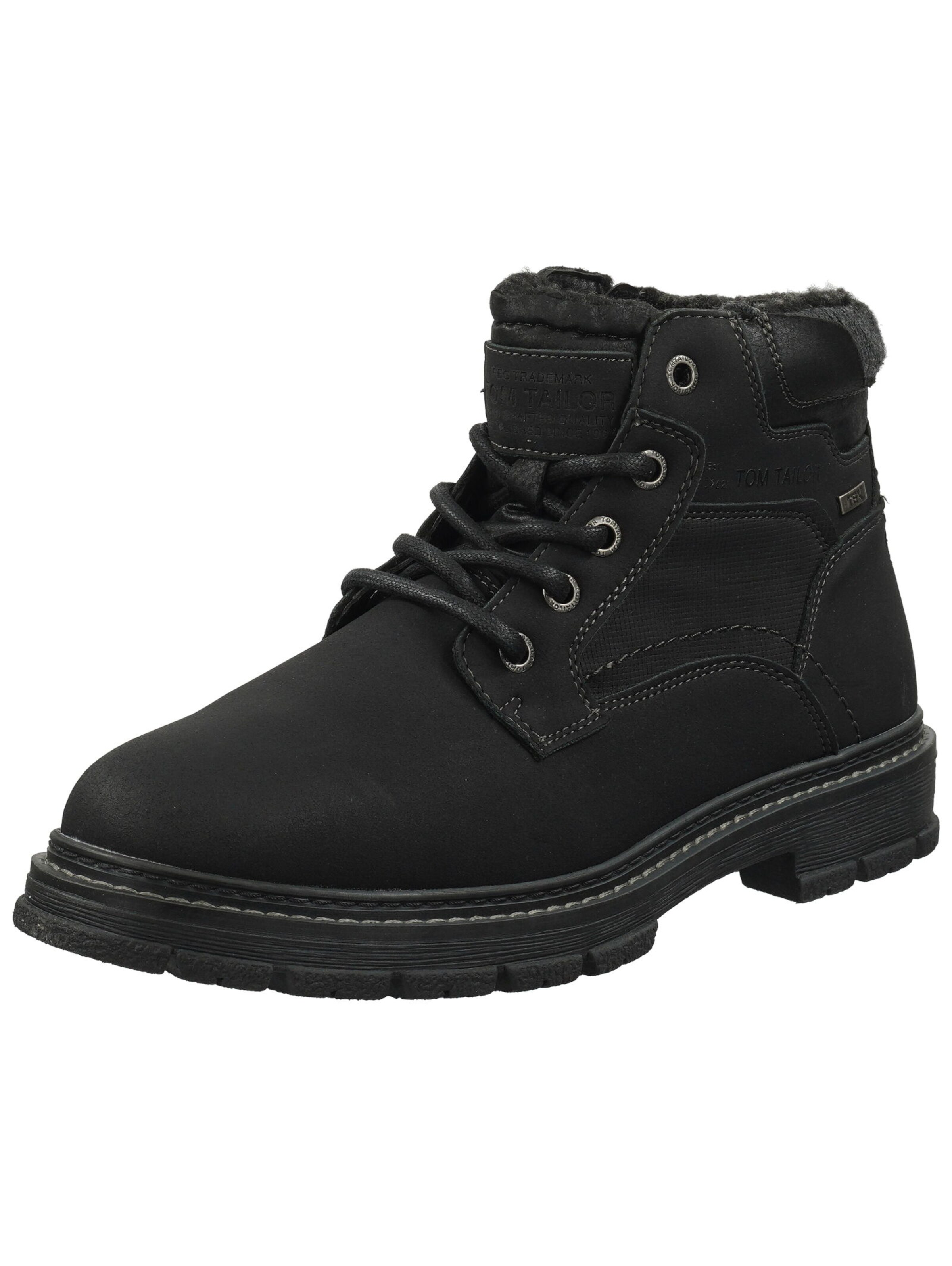 TOM TAILOR Schnürboots in Schwarz: Vorderseite