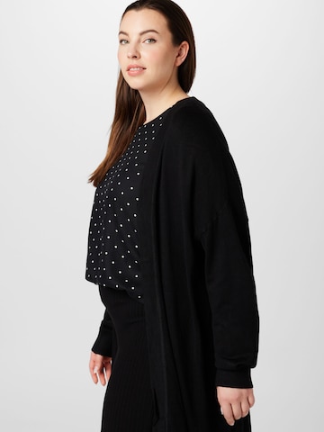 Fransa Curve Knit Cardigan 'Blume' in Black