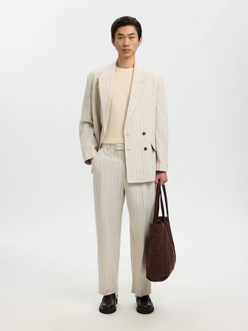 SELECTED Loosefit Bukser med lægfolder i beige