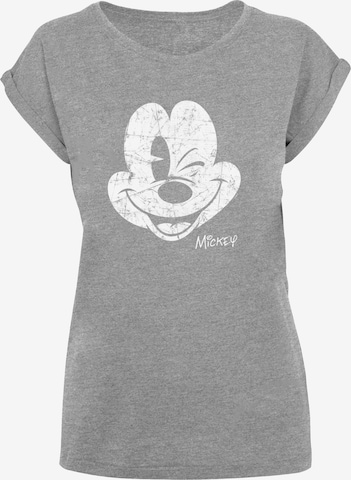 F4NT4STIC Shirt 'Disney Mickey Mouse Since Beaten Face CHAR CADT' in Grau: predná strana