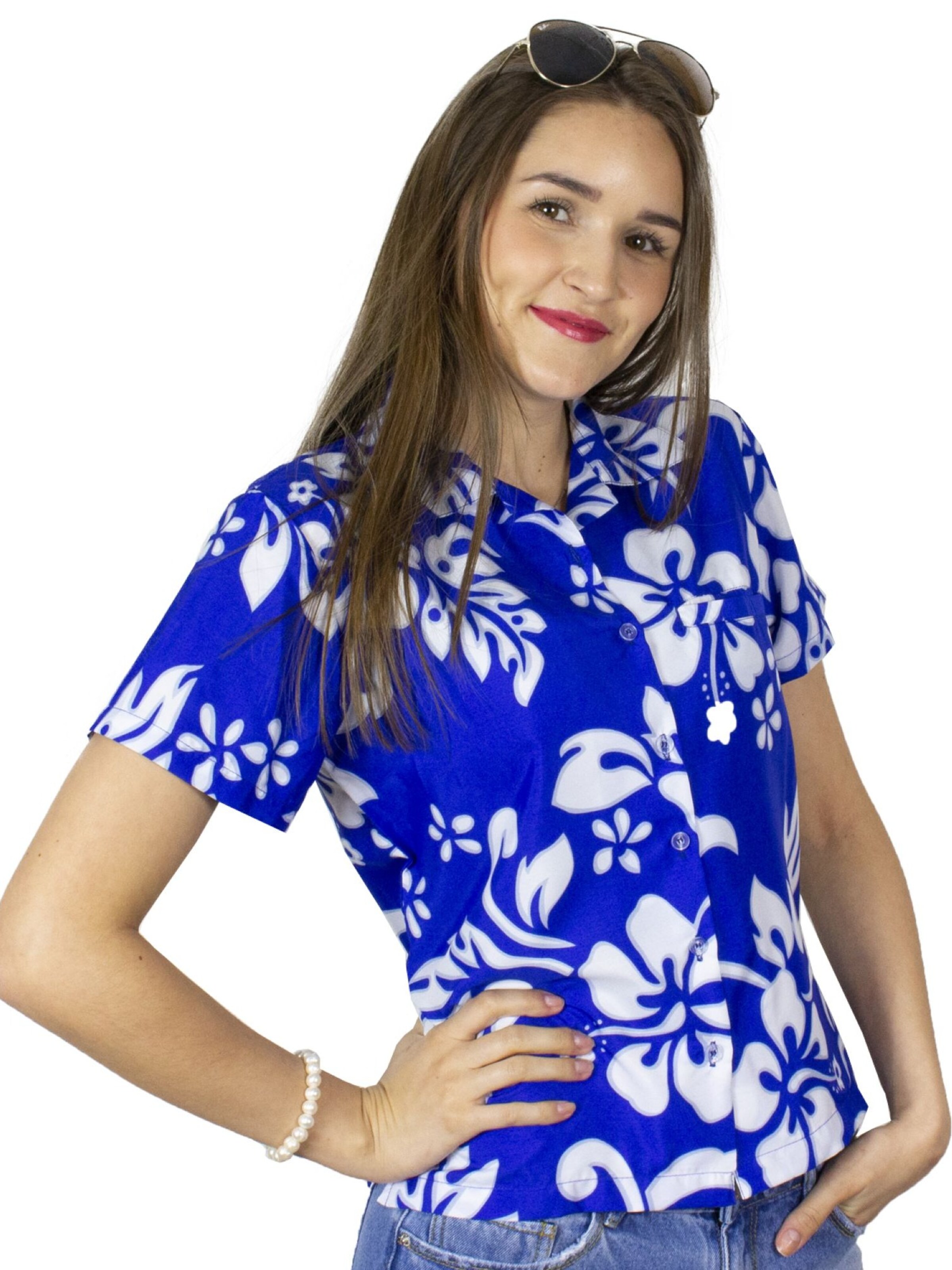 King Kameha Bluse 'Hibiscus' in Blau