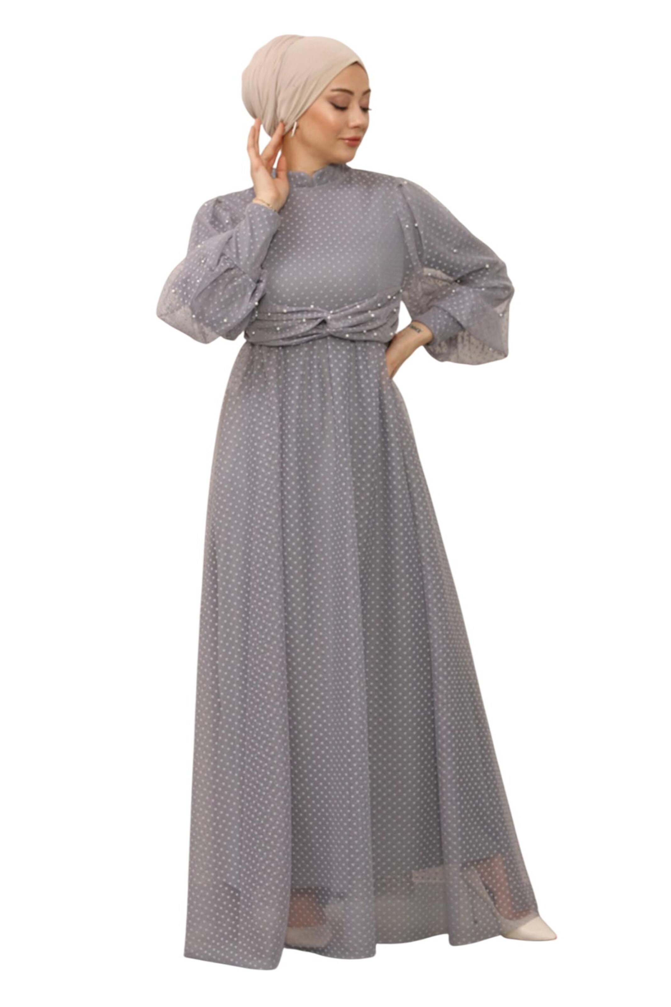 MODAMIHRAM Avondjurk in Grijs: voorkant